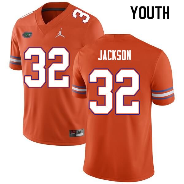 NCAA Florida Gators N'Jhari Jackson Youth #32 Nike Orange Stitched Authentic College Football Jersey IZM4864IV